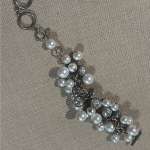 Premier Designs Silver and Pearl Charm Bracelet